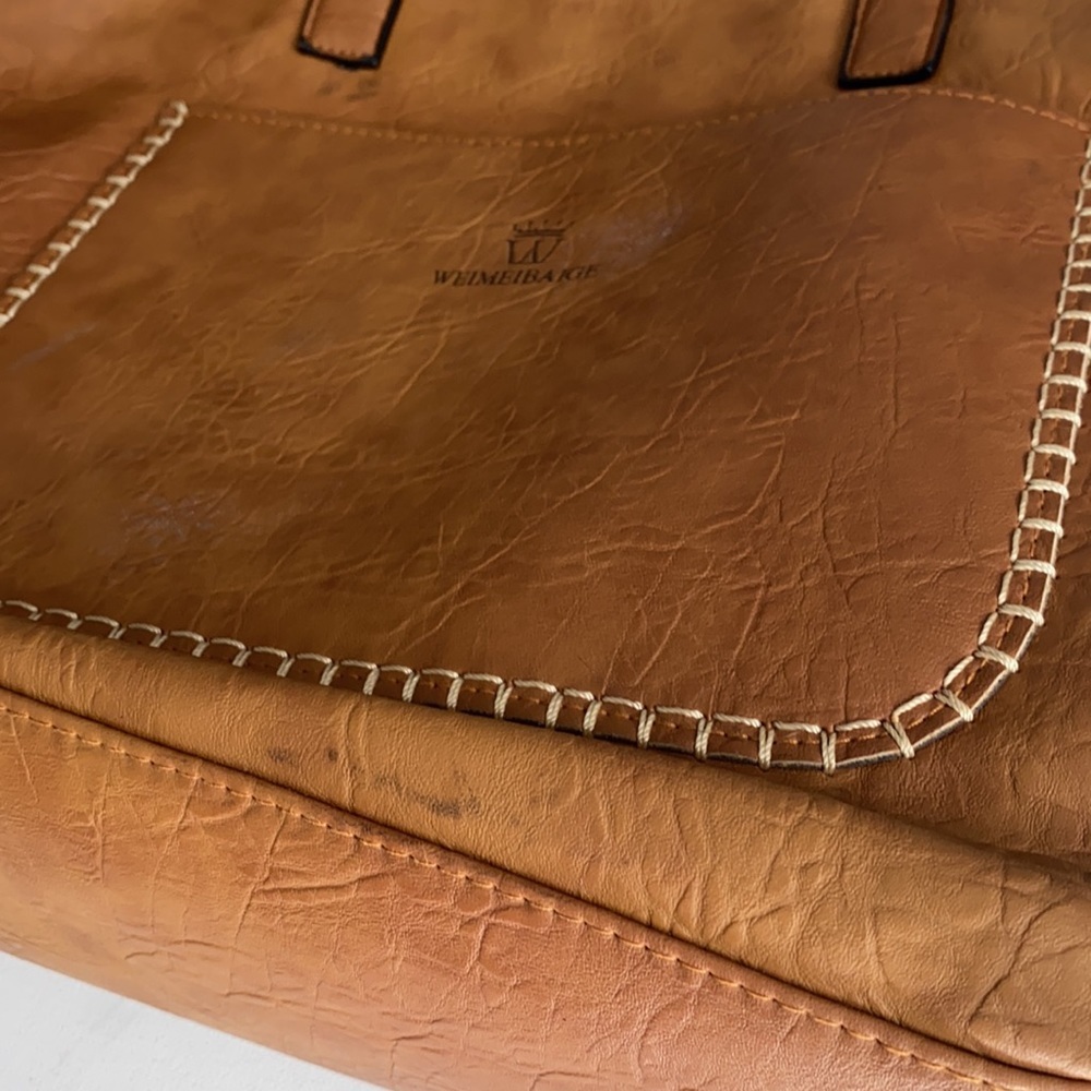 *BROWN* Weimeibaige Vegan Leather Tote Bag, Large - Picture 4 of 16